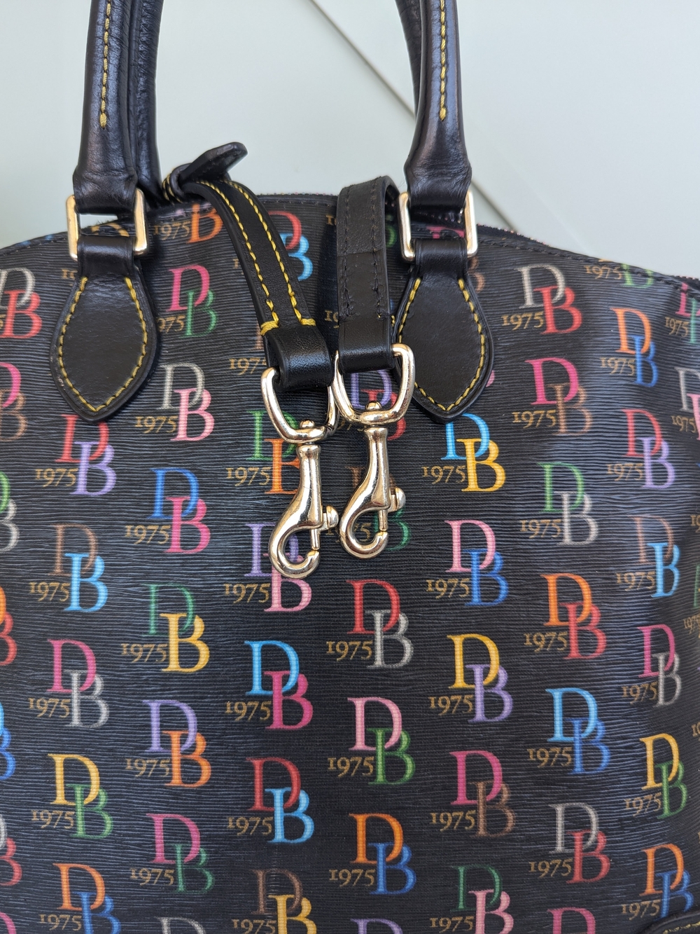 Dooney & Bourke Black Multicolor Logo Satchel - Picture 4 of 14